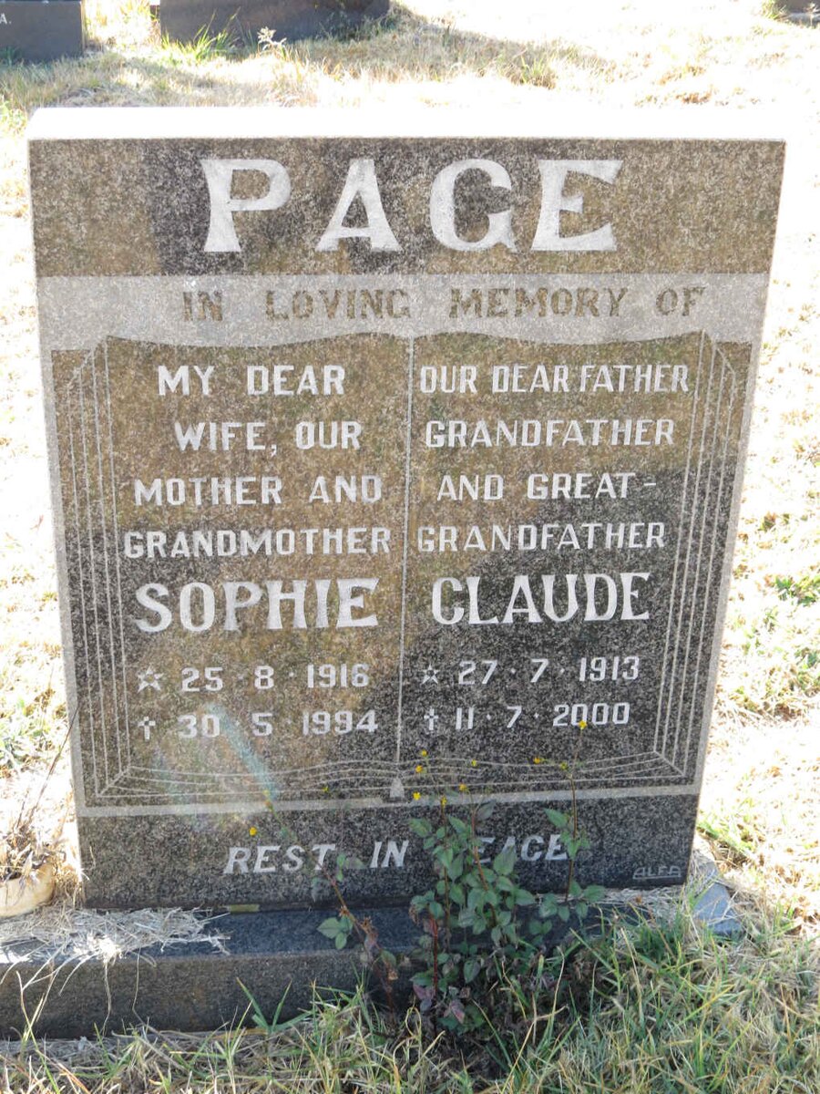 PAGE Claude 1913-2000 &amp; Sophie 1916-1994