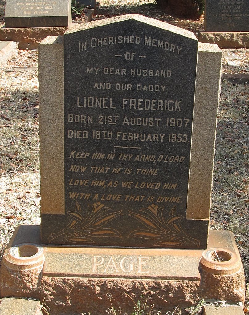 PAGE Lionel Frederick 1907-1953