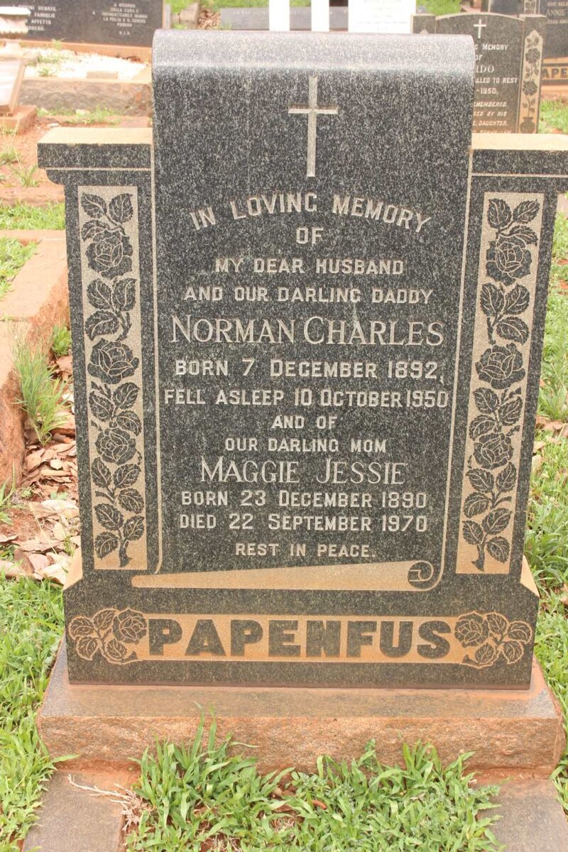 PAPENFUS Norman Charles 1892-1950 &amp; Maggie Jessie 1890-1970