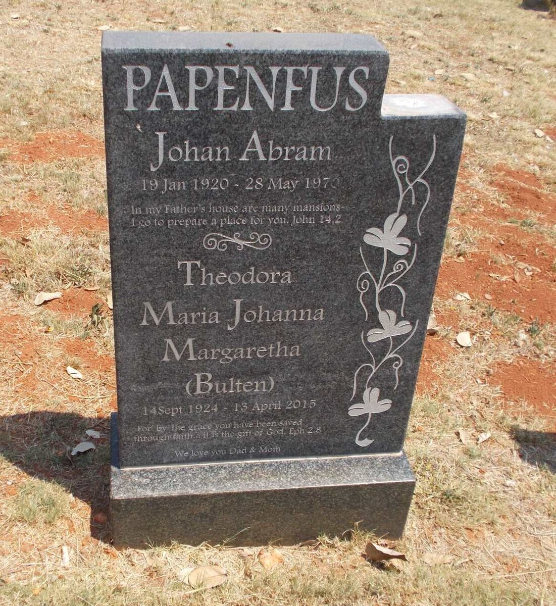 PAPENFUS Johan Abram 1920-1970 & Theodora Maria Johanna Margaretha BULTEN 1924-2015