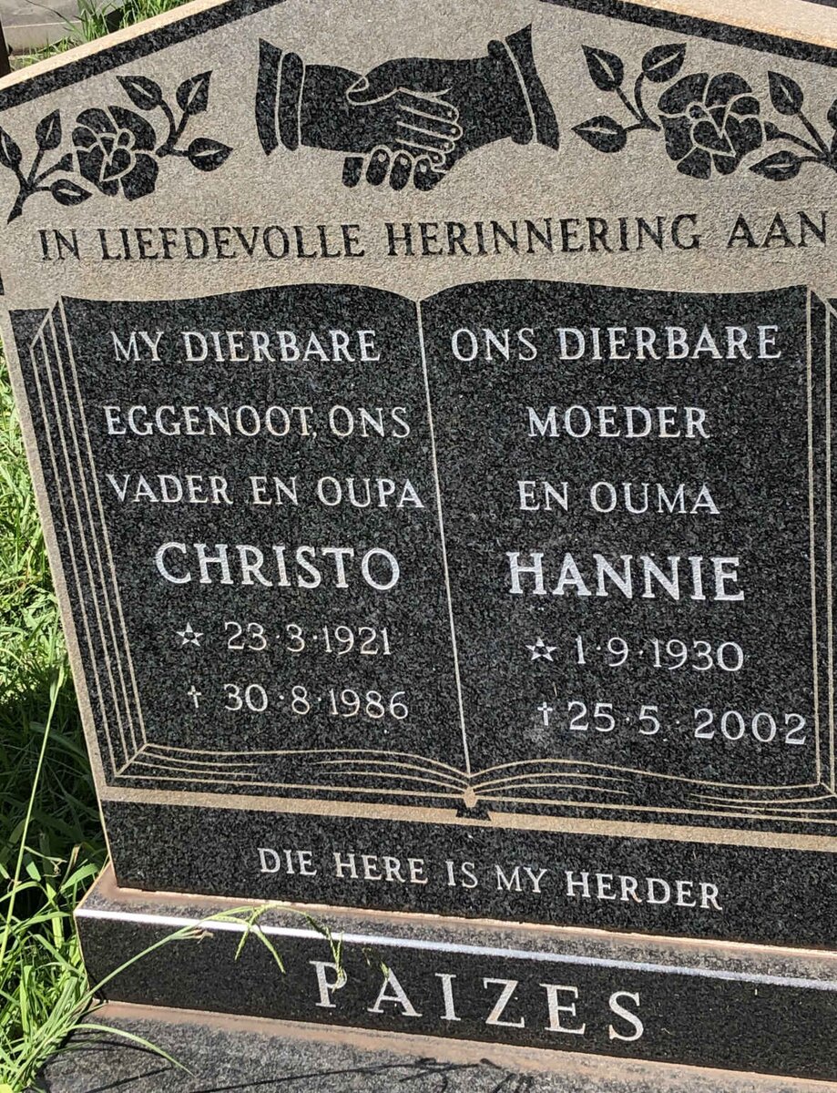 PAIZES Christo 1921-1986 &amp; Hannie 1930-2002