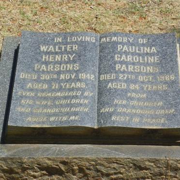 PARSONS Walter Henry -1942 &amp; Paulina Caroline -1966