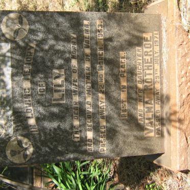 PACKWOOD Lily -1953 :: ROTHEROE Valma  -1971