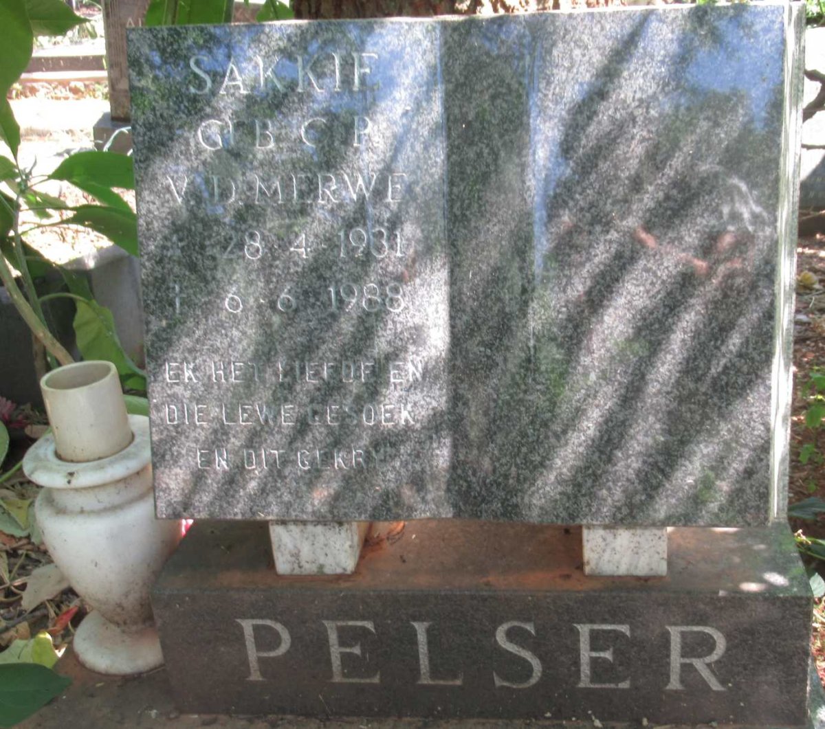 PELSER G.B.C.P. v.d. Merwe 1931-1988