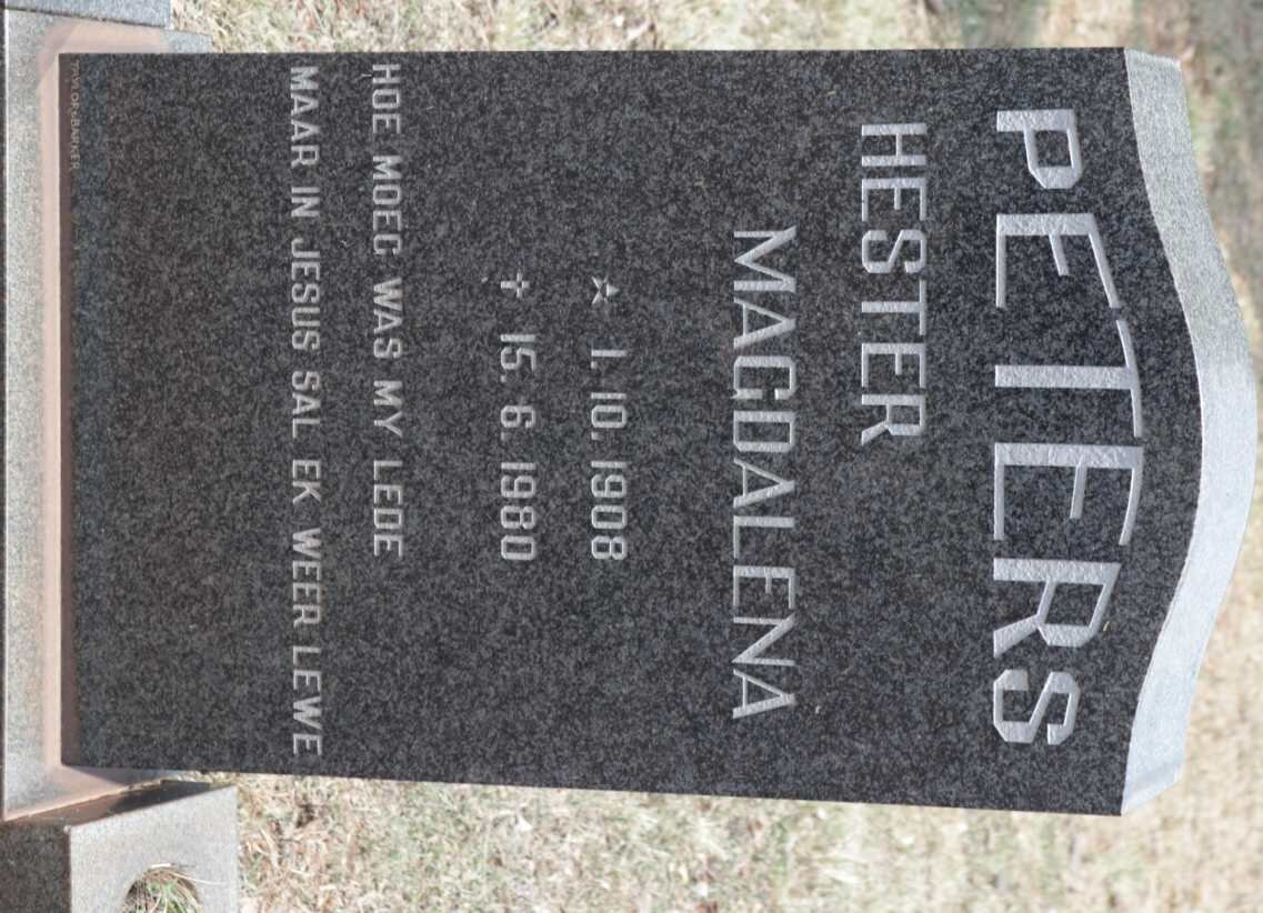 PETERS Hester Magdalena 1908-1980