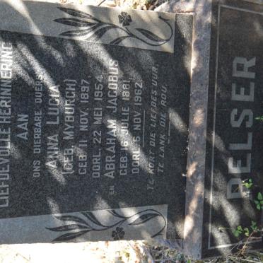 PELSER Abraham Jacobus 1881-1962 &amp; Anna Lucia MYBURGH 1897-1954