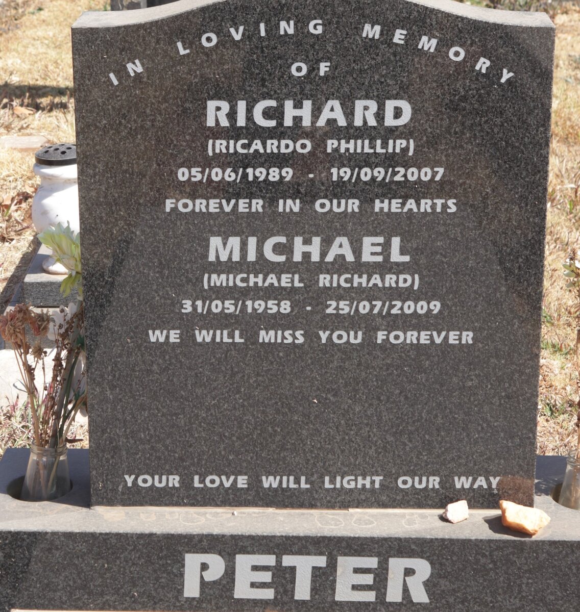 PETER Michael Richard 1958-2009 :: PETER Richardo Phillip 1989-2007