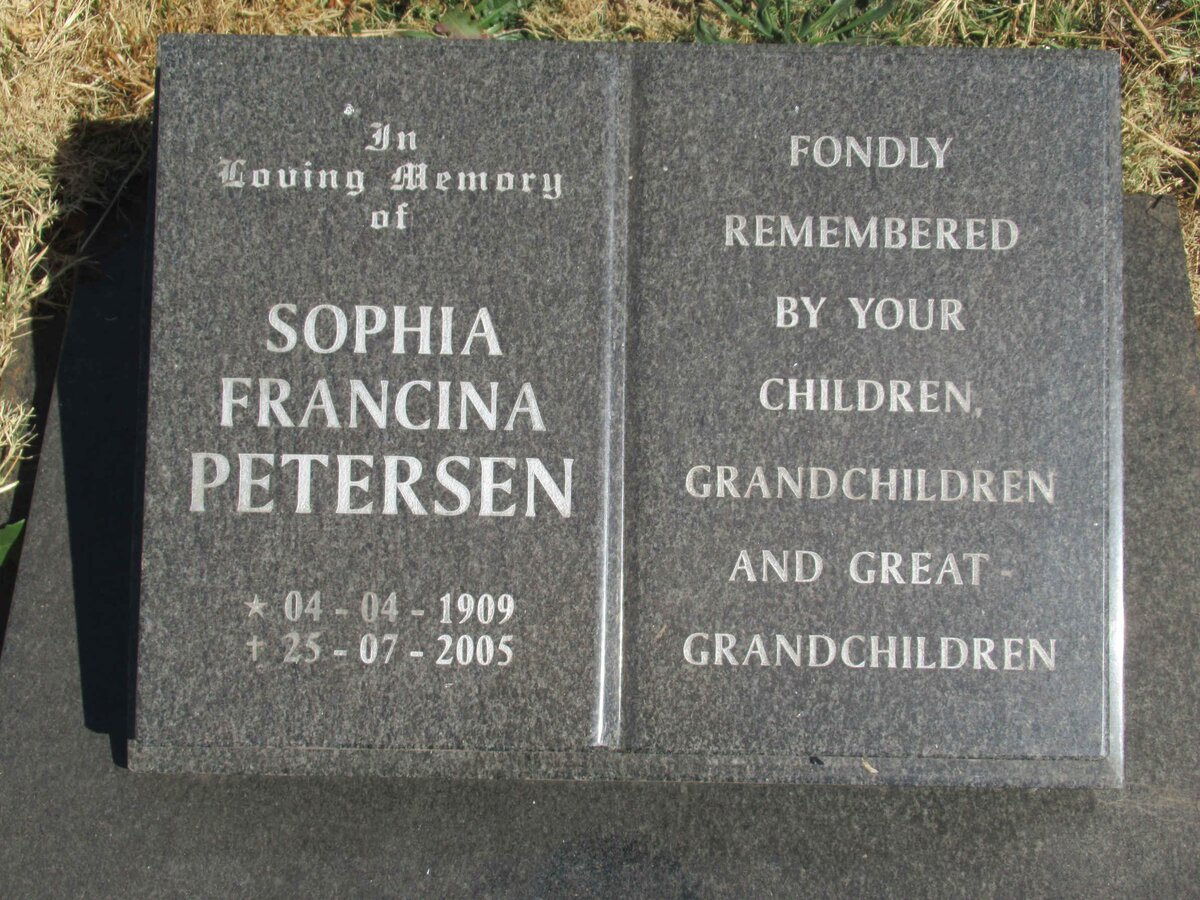PETERSEN Sophia Francina 1909-2005