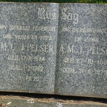 PELSER M.C.J. 1874-1960 &amp; A.M.J. 1881-1973