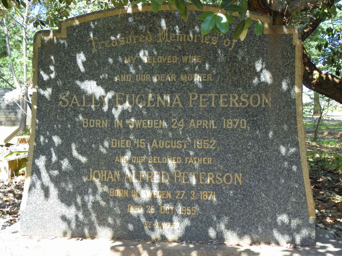 PETERSON Johan Alfred 1871-1955 &amp; Sally Eugenia 1870-1952