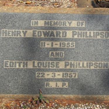PHILLIPSON Henry Edward -1955 &amp; Edith Louise -1957
