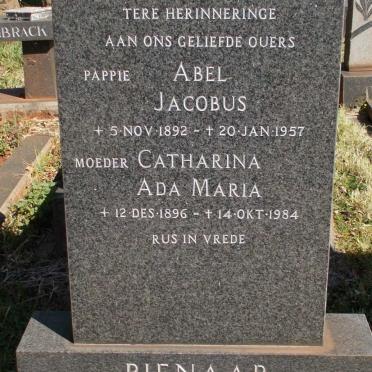 PIENAAR Abel Jacobus 1892-1957 &amp; Catharina Ada Maria 1896-1984