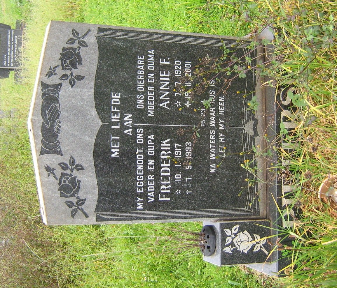 PIETERSE Frederik 1917-1993 &amp; Annie F. 1920-2001