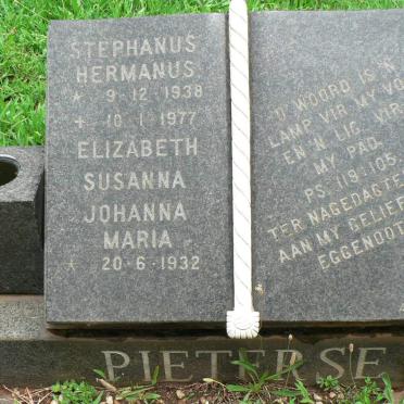 PIETERSE Stephanus Hermanus 1938-1977 &amp; Elizabeth Susanna Johanna Maria 1932-