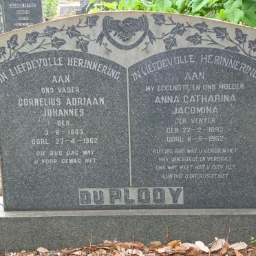 PLOOY Cornelius Adriaan Johannes, du 1883-1962 &amp; Anna Catharina Jacomina VENTER 1893-1952