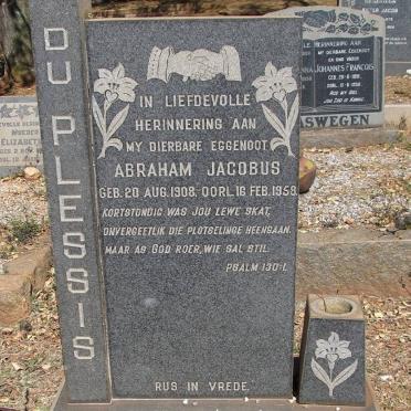PLESSIS Abraham Jacobus, du 1908-1958