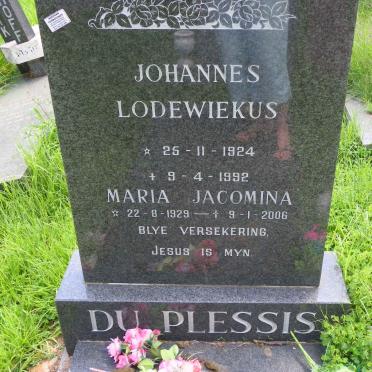 PLESSIS Johannes Lodewiekus, du 1924-1992 &amp; Maria Jacomina 1929-2006