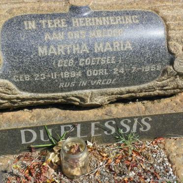 PLESSIS Martha Maria, du nee COETSEE 1894-1959