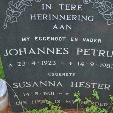 PLESSIS Johannes Petrus, du 1923-1983 &amp; Susanna Hester 1931-