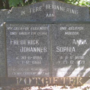 POTGIETER Frederick Johannes 1885-1966 &amp; Anna Sophia 1896-1979