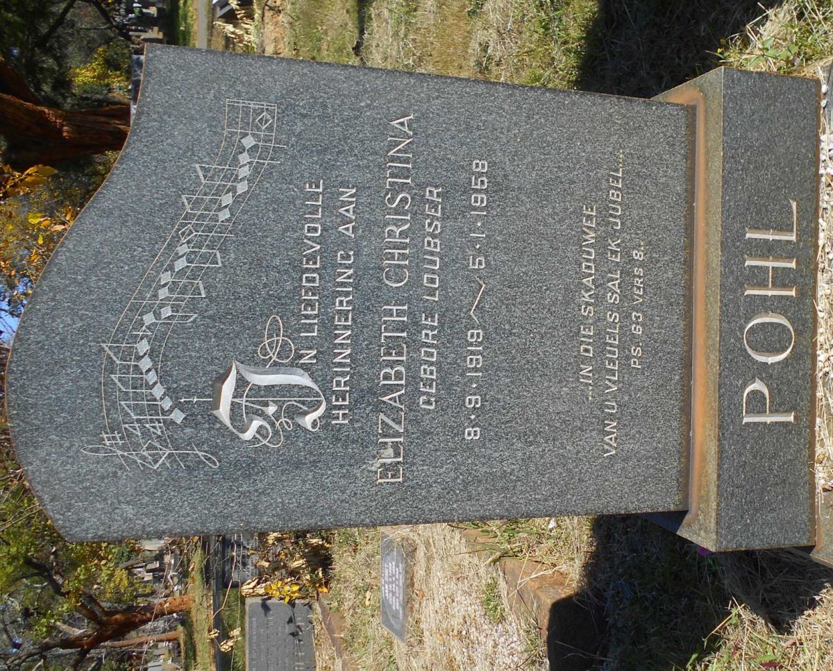 POHL Elizabeth Christina nee LOUBSER 1919-1958