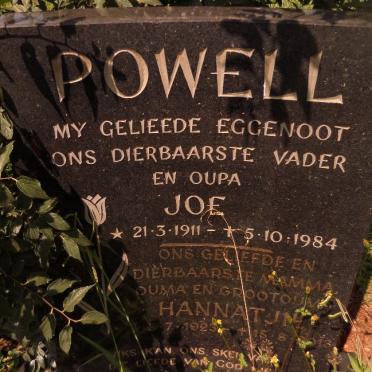 POWELL Joe 1911-1984 &amp; Hannatjie 1923-2013