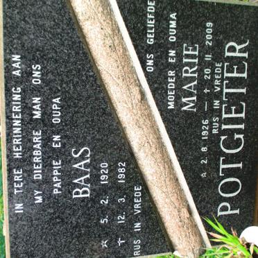 POTGIETER Baas 1920-1982 &amp; Marie 1926-2009