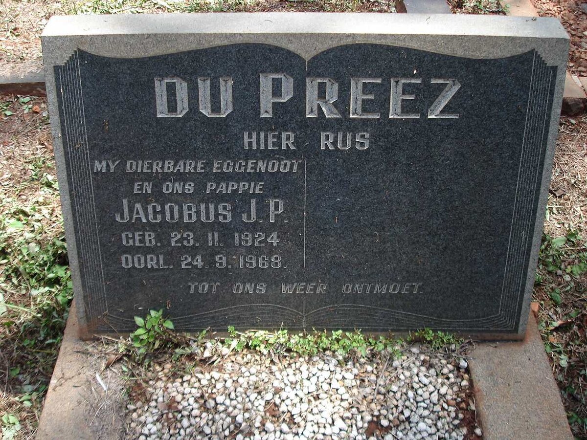 PREEZ Jacobus J.P., du 1924-1968