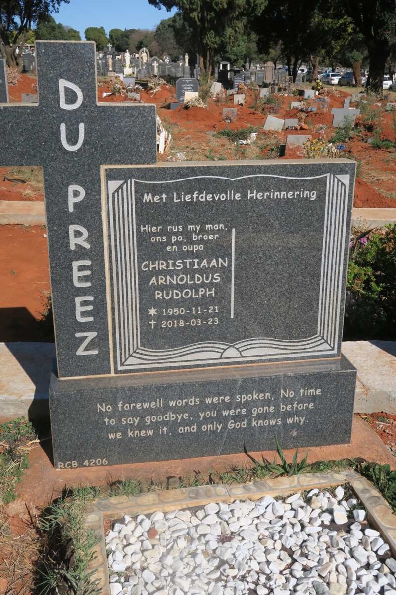 PREEZ Christiaan Arnoldus Rudolph, du 1950-2018