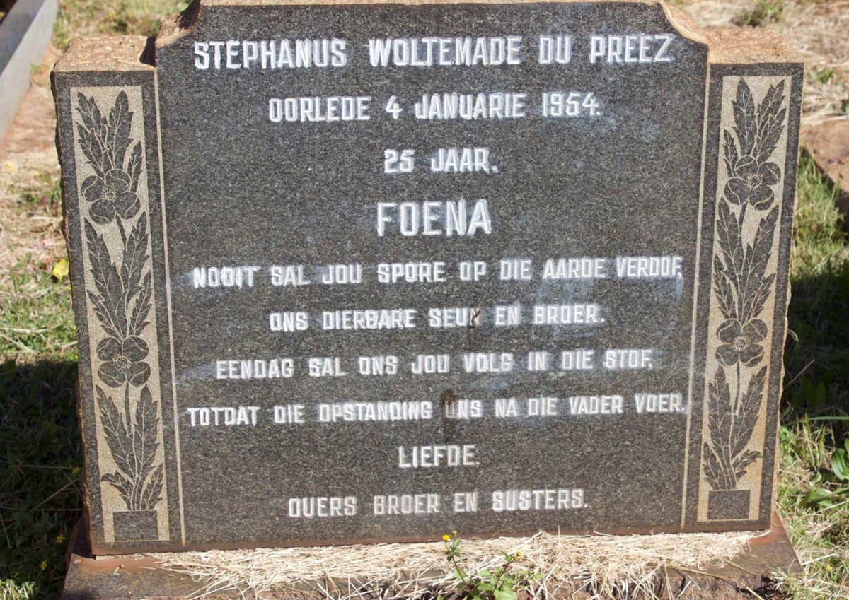 PREEZ Stephanus Woltemade, du -1954