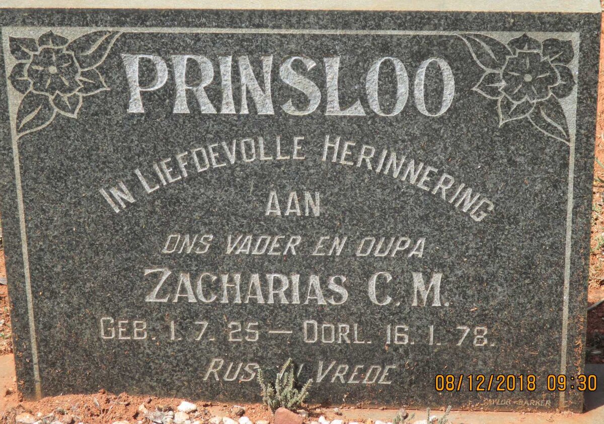PRINSLOO Zacharias C.M. 1925-1978