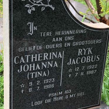 PRINSLOO Ryk Jacobus 1922-1987 &amp; Catherina Johanna 1923-1986