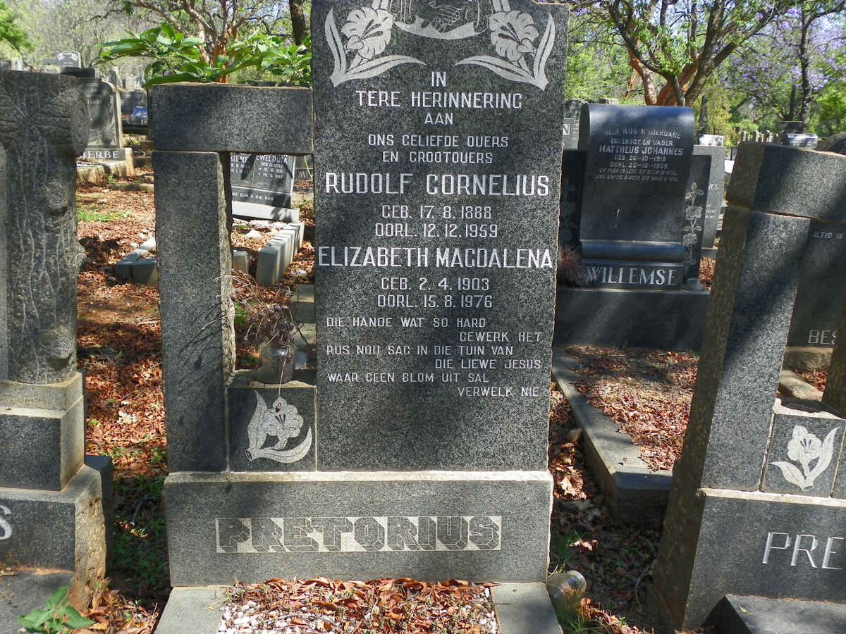 PRETORIUS Rudolf Cornelius 1888-1959 &amp; Elizabeth Magdalena 1903-1976