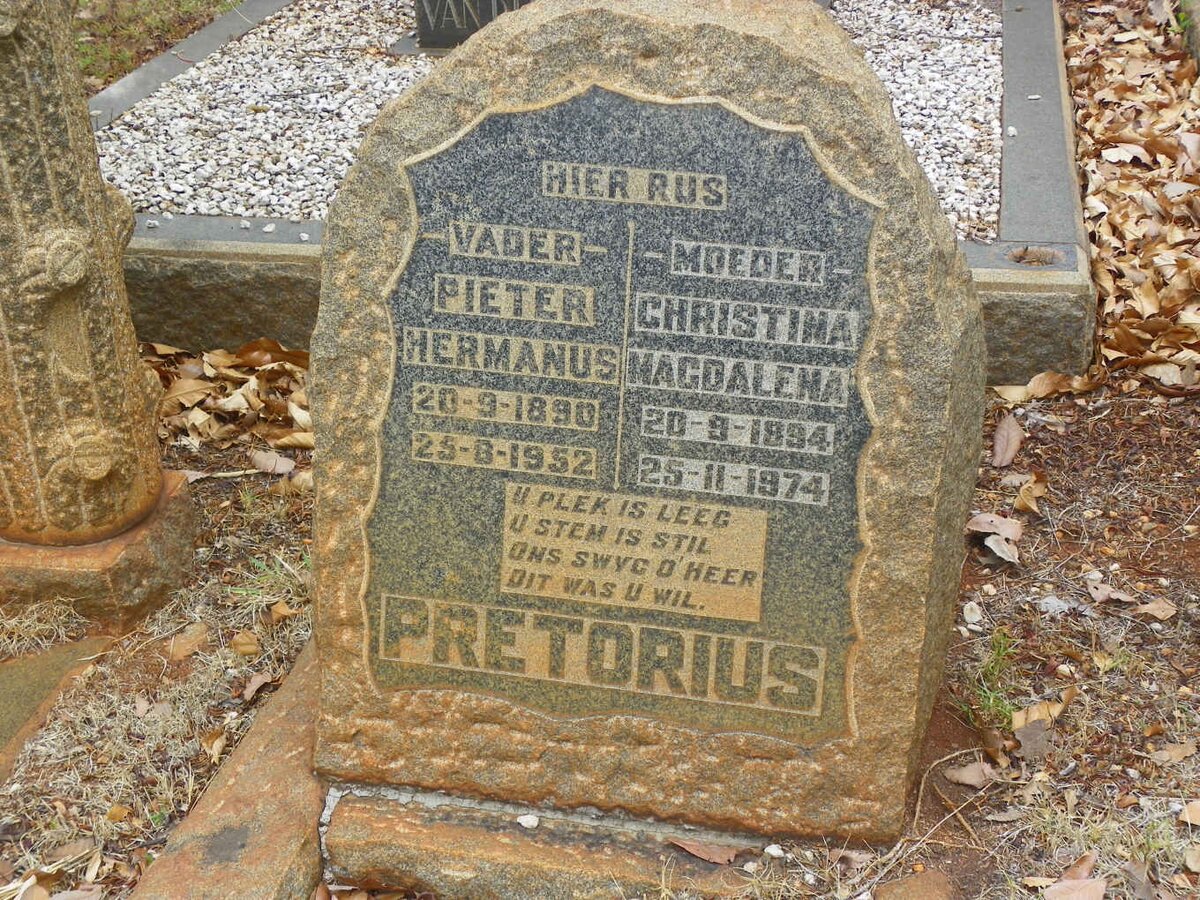 PRETORIUS Pieter Hermanus 1890-1952 &amp; Christina Magdalena 1894-1974