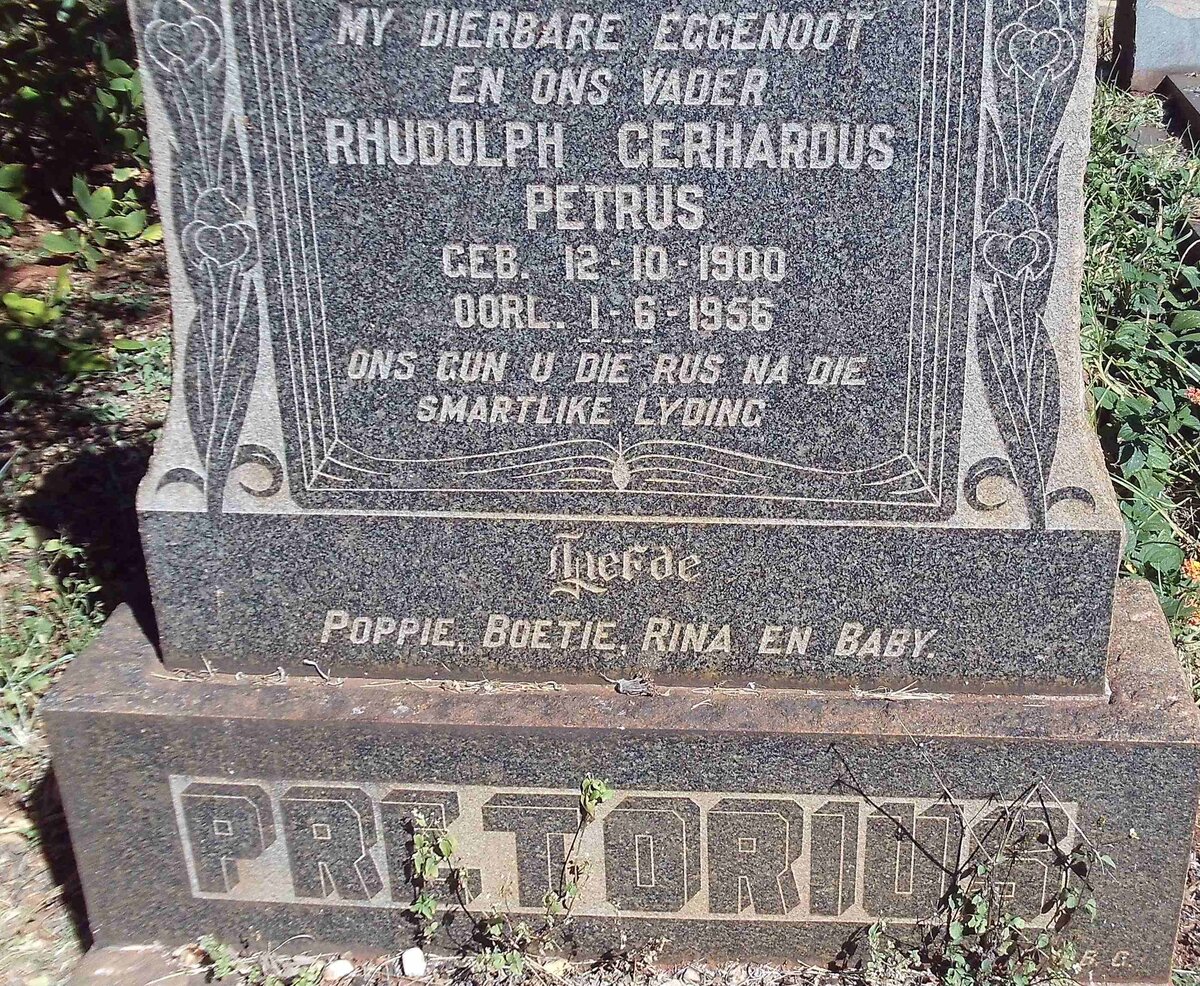 PRETORIUS Rhudolph Gerhardus Petrus 1900-1956
