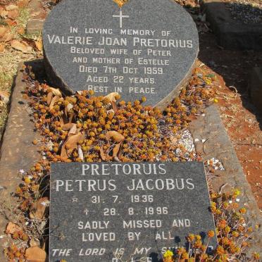 PRETORIUS Petrus Jacobus 1936-1996 &amp; Valerie Joan -1959