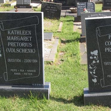 PRETORIUS Petrus Cornelius 1933-2003 &amp; Kathleen Margaret VOLSCHENK 1934-1984