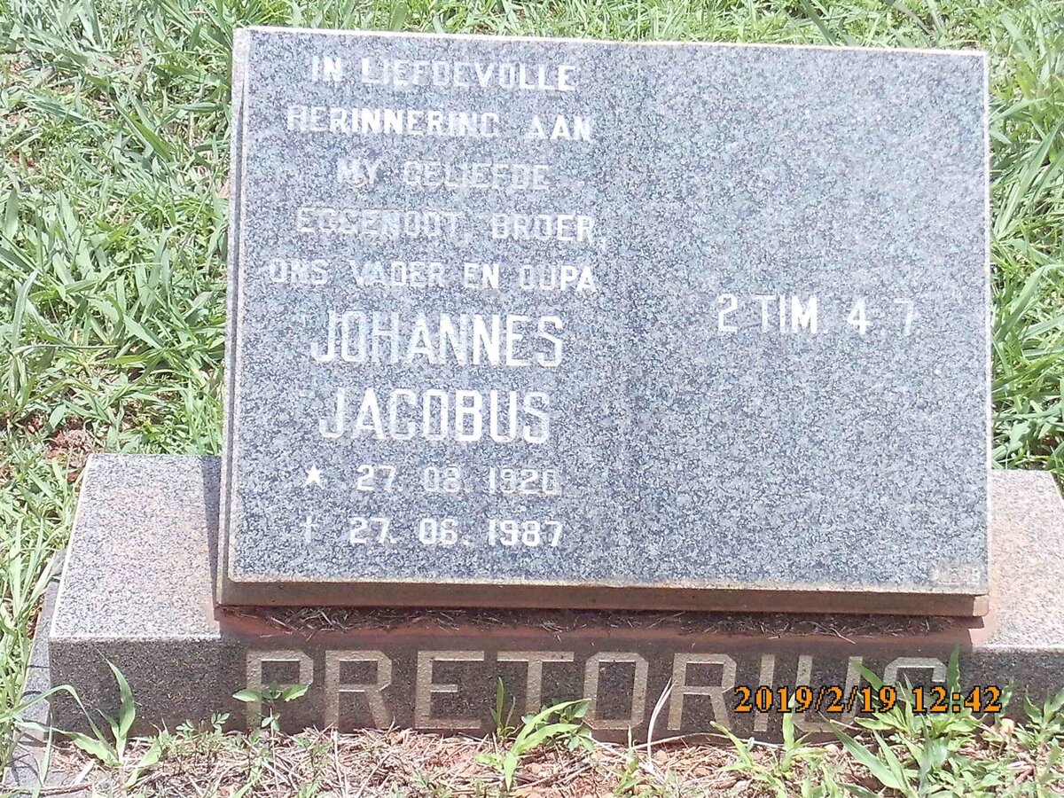 PRETORIUS Johannes Jacobus 1920-1987