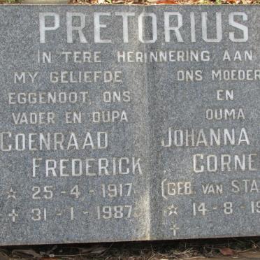 PRETORIUS Coenraad Frederick 1917-1987 &amp; Johanna Cornelia VAN STADEN 1920-