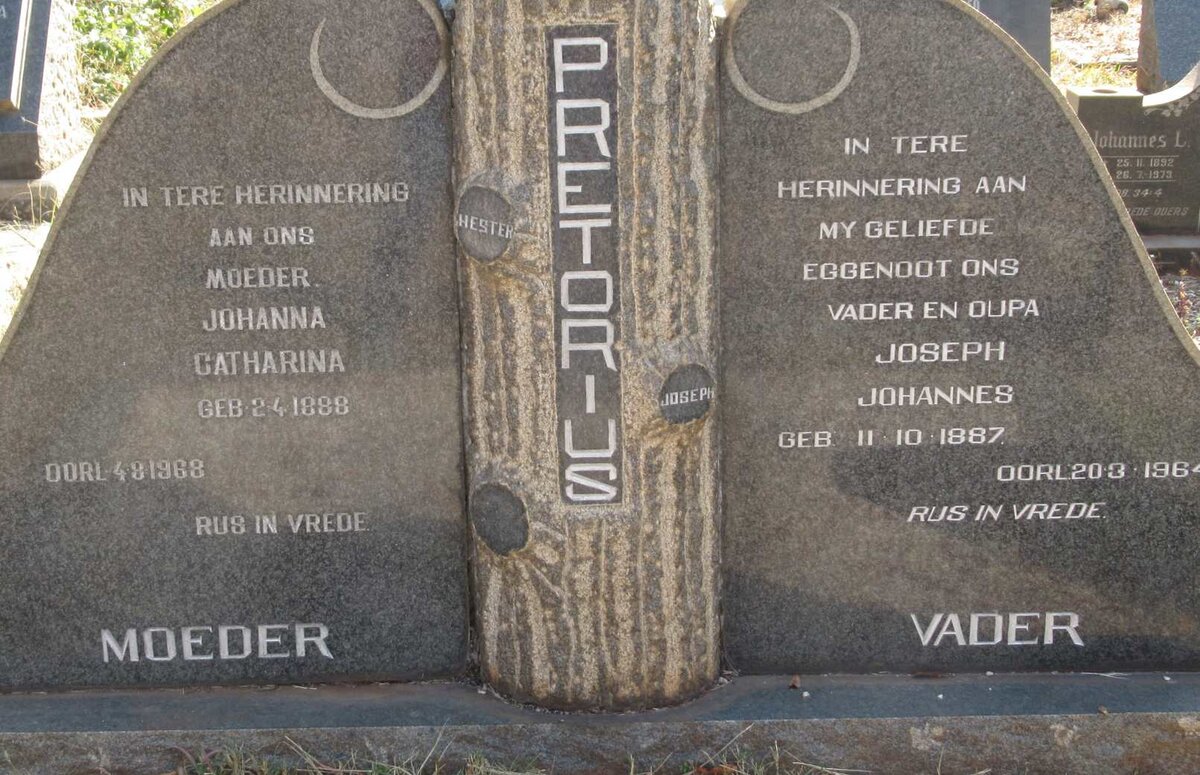 PRETORIUS Joseph Johannes 1887-1964 &amp; Johanna Catharina 1888-1968