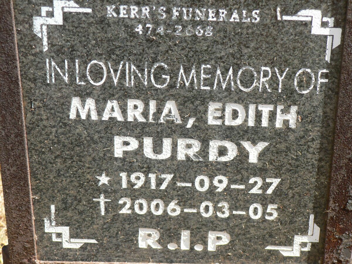 PURDY Maria Edith 1917-2006
