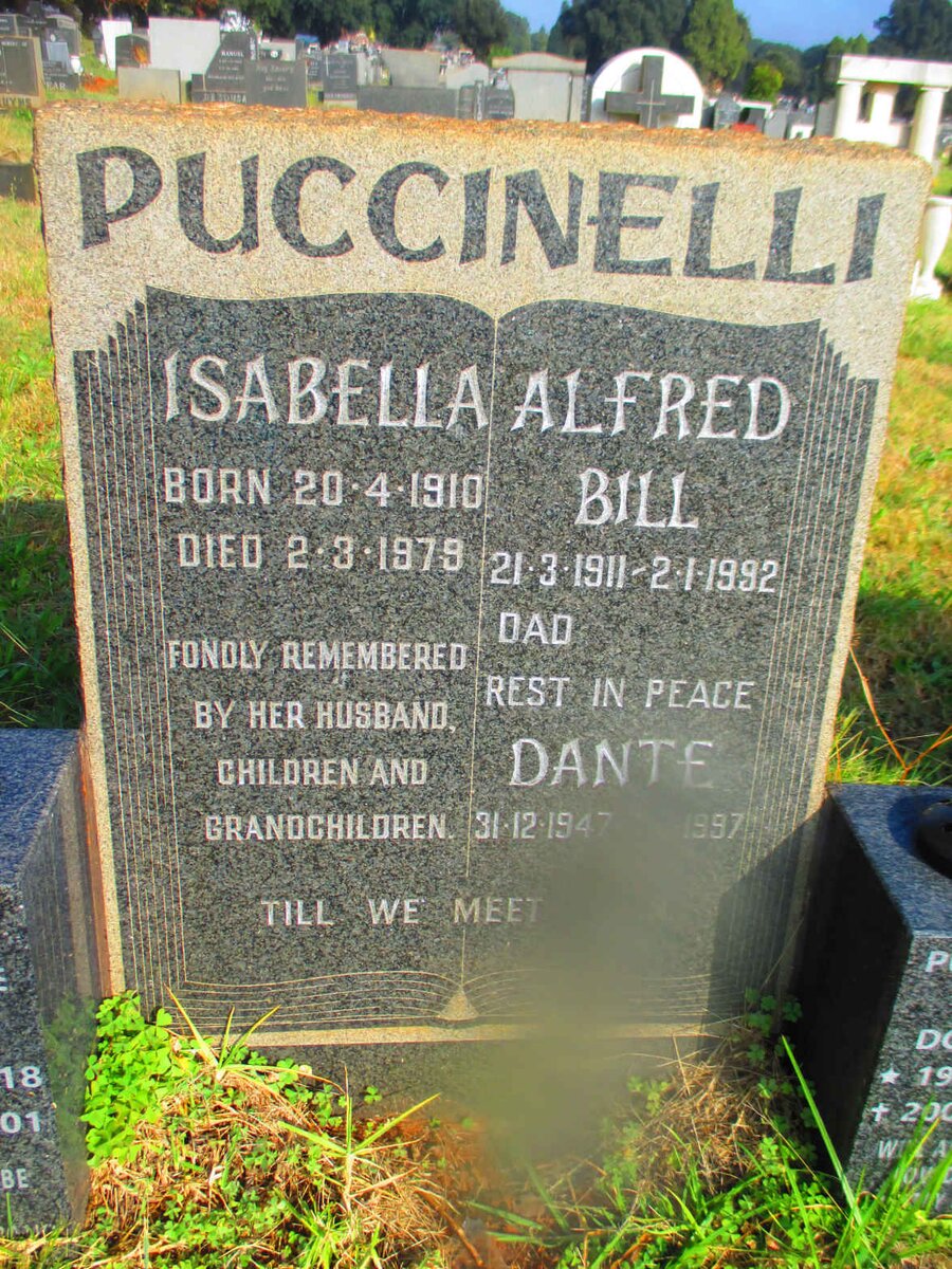 PUCCINELLI Alfred Bill 1911-1992 &amp; Isabella 1910-1979
