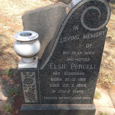 PURCELL Elsie nee SCHOEMAN 1915-1968
