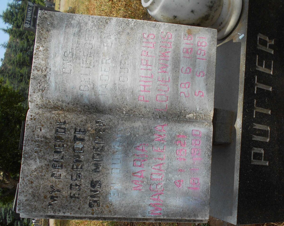 PUTTER Philippus Lodewikus 1916-1981 &amp; Maria Magdalena 1921-1960