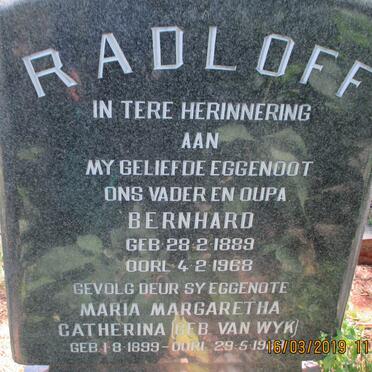 RADLOFF Bernhard 1889-1968 &amp; Maria Margaretha Catherina VAN WYK 1899-19??
