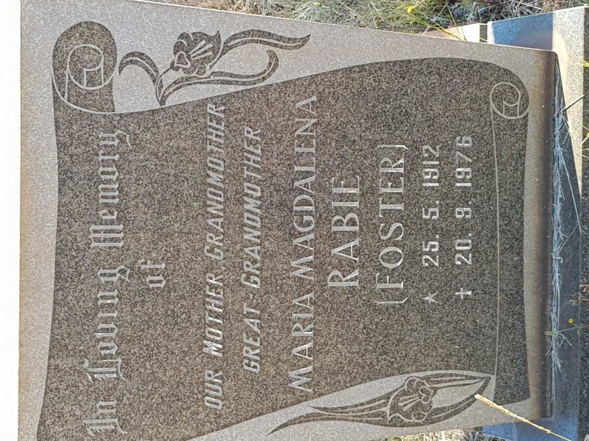 RABIE Maria Magdalena nee FOSTER 1912-1976