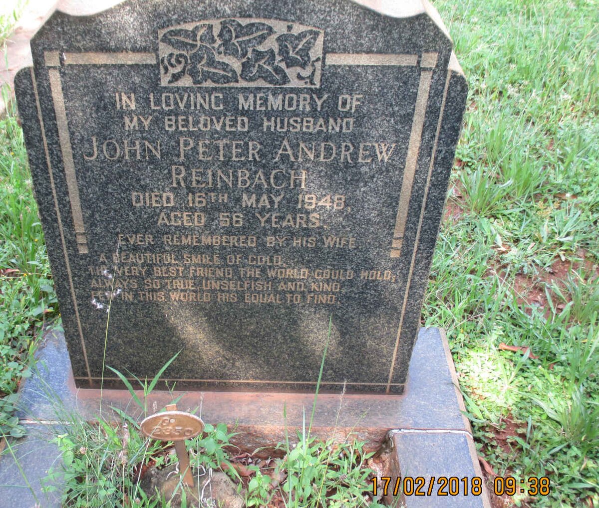 REINBACH John Peter Andrew -1948