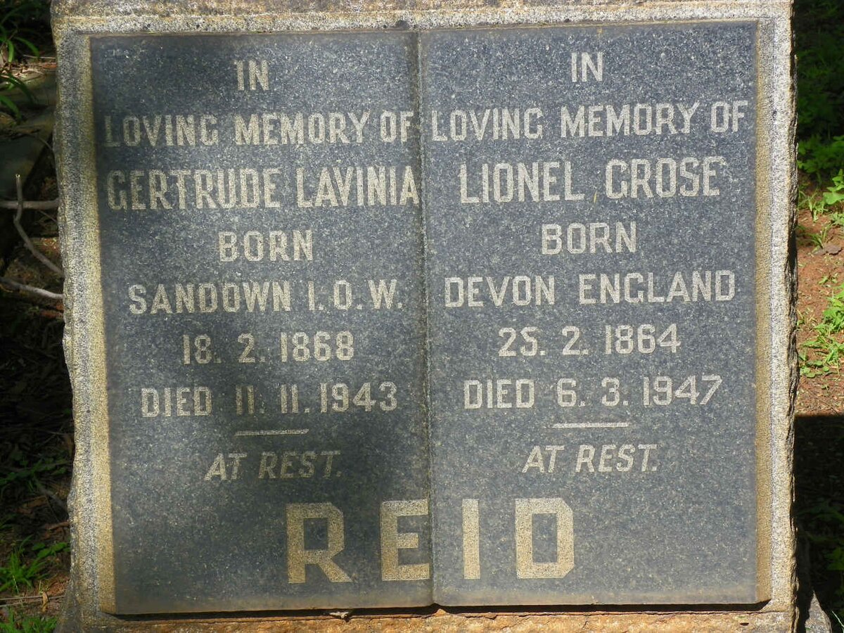 REID Lionel Grose 1864-1947 &amp; Gertrude Lavinia 1868-1943