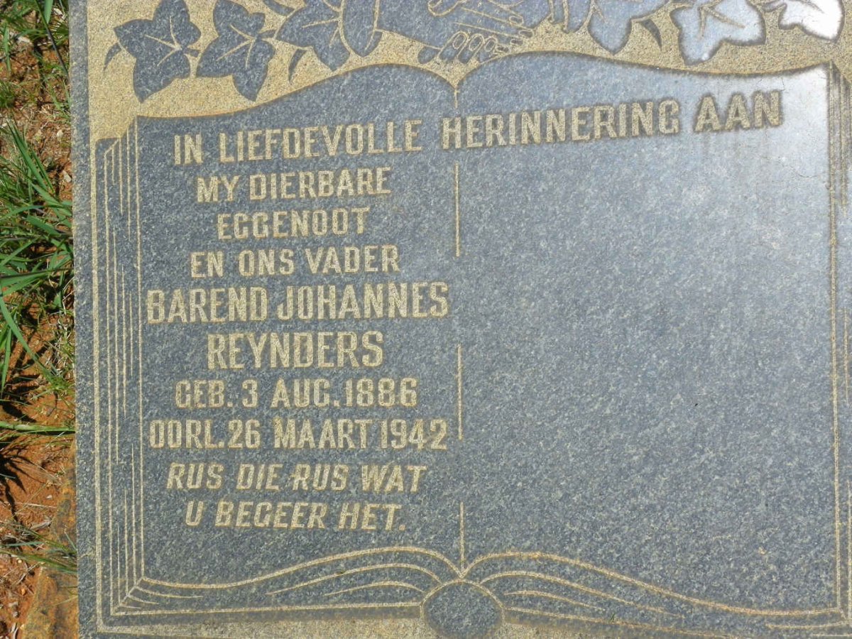 REYNDERS Barend Johannes 1886-1942