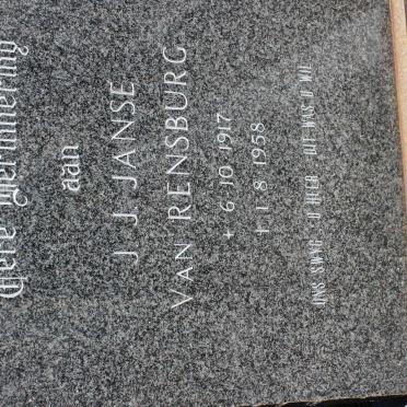 RENSBURG J.J., Janse van 1917-1958